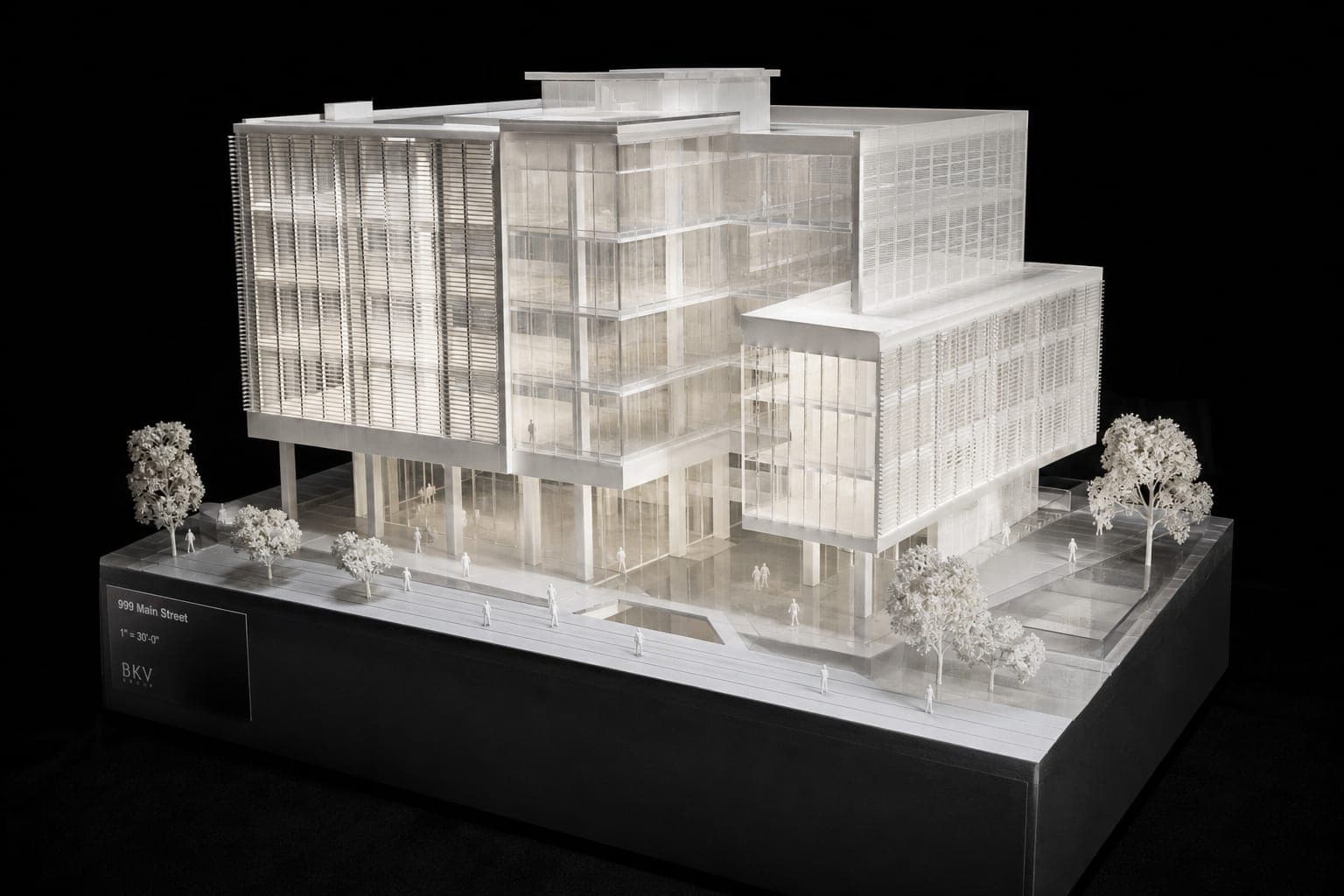 3D printed architectural scale model with translucent elements