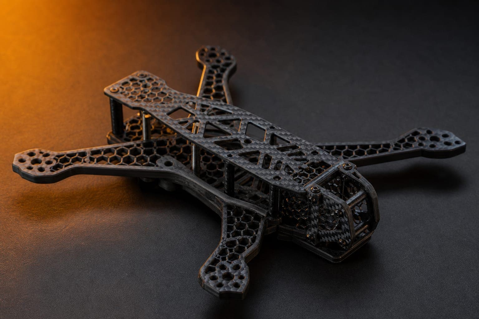 3D printed drone frame prototype on build plate